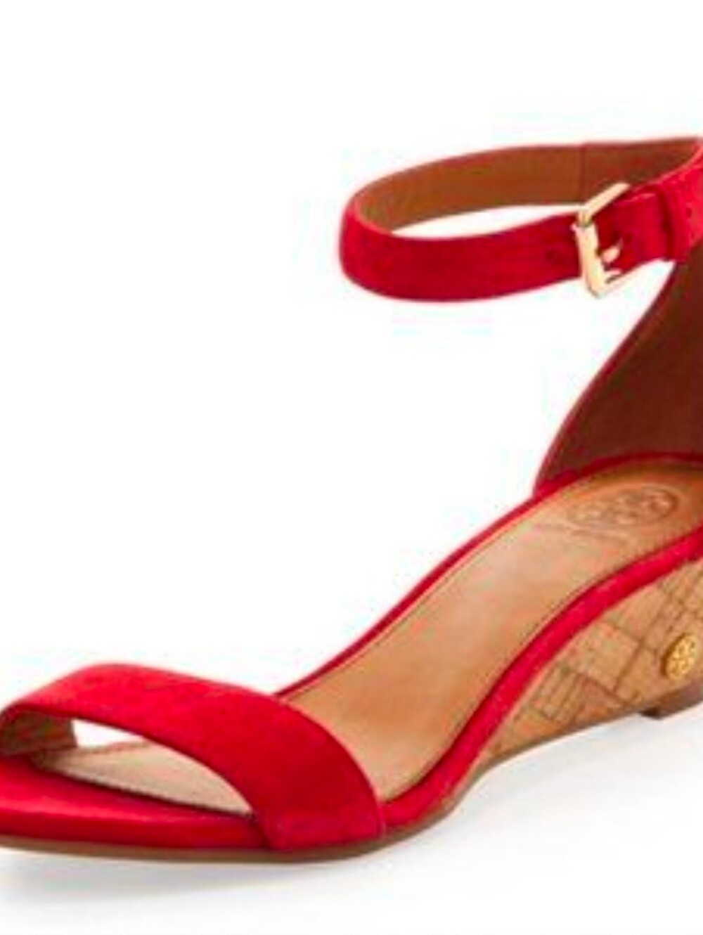 Tory Burch Savannah Red Suede Ankle-Strap Wedge Sandals Size 8